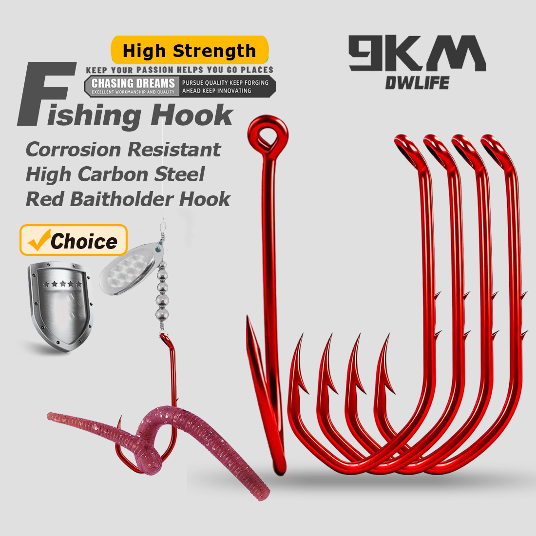 Fishing Hook Offset - Hameçon Baitholder 9KM, 50-100 pièces, hameçon